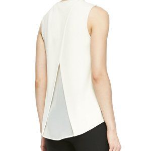 Sheer chiffon panels cross back top